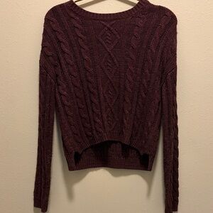 Garage Maroon Cable Knit Sweater